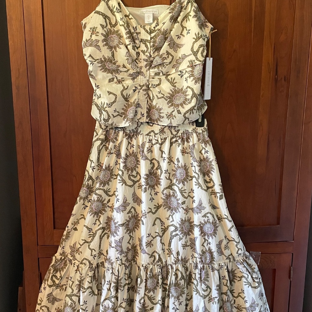 HOUSE OF HARLOW 1960 2 PIECE FLORAL TOP & SKIRT SET 100% COTTON
